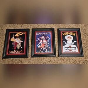 Cinzano, Ramos Pinto, and Martini Art Print Set in Black Frames